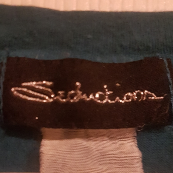 👚 Seductions Cyan Short Sleeve Top - Picture 4 of 7